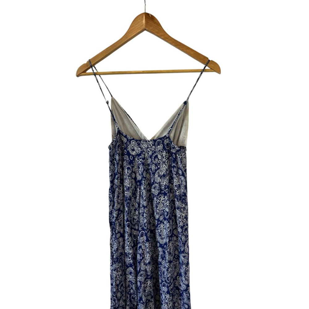Club Monaco XS Blue Paisley Maxi Dress Spaghetti Strap Boho Resort Vacation - Picture 6 of 12